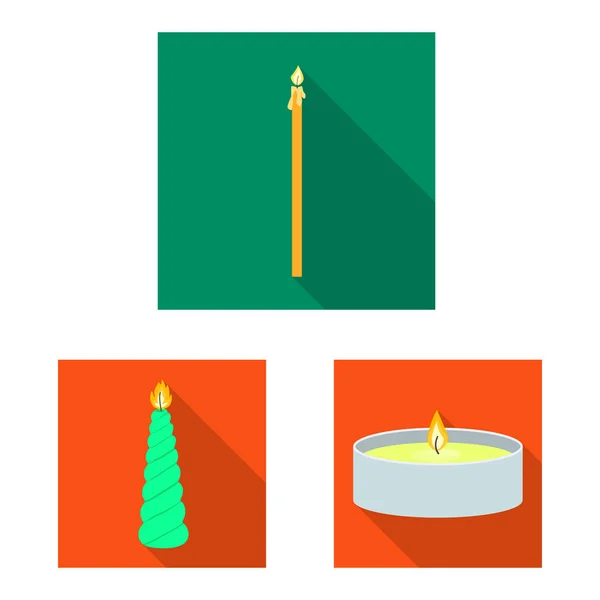 Wektor ilustracji świec i znak dekoracji. Kolekcja symboli świec i płomieni dla sieci. — Wektor stockowy