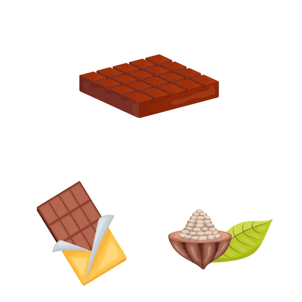 Diseño vectorial de cacao y frijoles símbolo. Conjunto de icono de vector de cacao y dulzura para stock . — Vector de stock