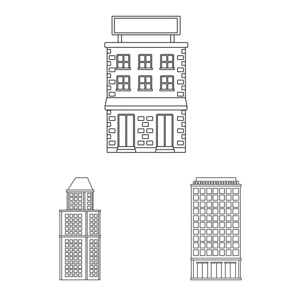 Diseño vectorial de la arquitectura y signo exterior. Colección de arquitectura y ciudad símbolo de stock para web . — Archivo Imágenes Vectoriales