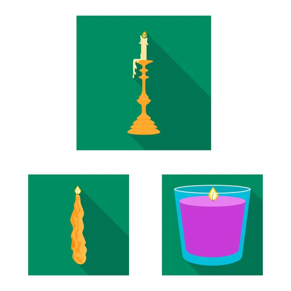烛光和装饰符号的矢量插图。收集烛光和火焰库存矢量图. — 图库矢量图片