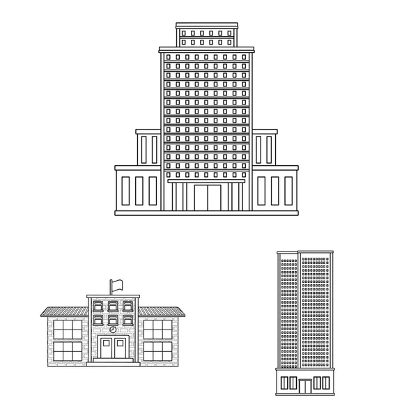 Vector illustration of architecture and exterior symbol. Collection of architecture and city stock symbol for web. — Stock Vector