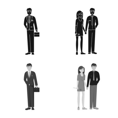 Vektör Illustration karakter ve avatar işareti. Karakter ve portre hisse senedi vektör çizim seti.