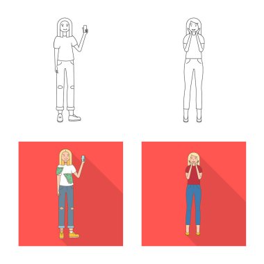 Duruş ve ruh hali logo vektör tasarımı. Duruş ve hisse senedi için kadın vektör ikon koleksiyonu.