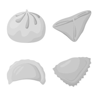 Köfte ve doldurulmuş sembol vektör tasarımı. Köfte ve çanak stok vektör illüstrasyon koleksiyonu.