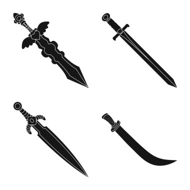 Keskin ve bıçak logosu izole nesne. Stok için keskin ve hançer vektör simgesi koleksiyonu.