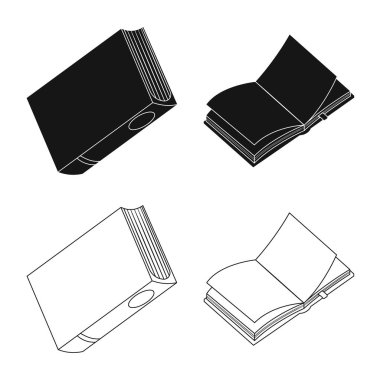 Eğitim ve kapak simgesi yalıtılmış nesne. Eğitim ve hisse senedi için kitapçı vektör simge kümesi.