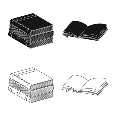 Eğitim ve kapak simge vektör tasarımı. Eğitim ve hisse senedi için kitapçı vektör simge kümesi.