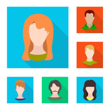 Avatar ve kukla işareti vektör illüstrasyon. Avatar ve şekil stok vektör illüstrasyon seti.