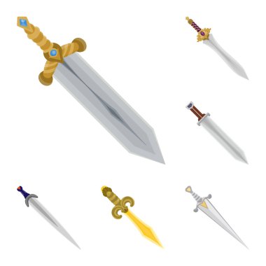 Kılıç ve hançer logo vektör tasarımı. Kılıç ve silah hisse senedi vektör çizim topluluğu.