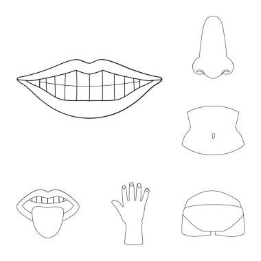 Vektör tasarımı bölümü ve vücut sembolü. Vücut ve anatomi hisse senedi vektör çizim topluluğu.