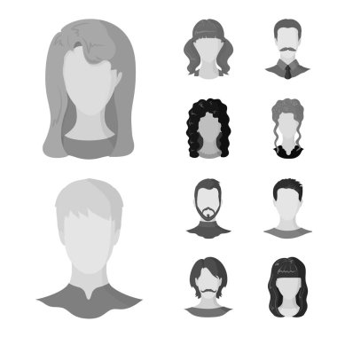 Karakter ve profil logosu yalıtılmış nesne. Hisse senedi için karakter ve kukla vektör simgesi koleksiyonu.