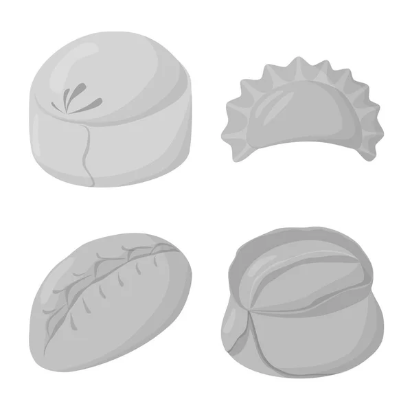 Σχεδίαση διανύσματος από ζυμαρικά και παραγεμισμένο σύμβολο. Συλλογή από ζυμαρικά και εικονογράφηση διανυσματικών αποθεμάτων πιάτων. — Διανυσματικό Αρχείο