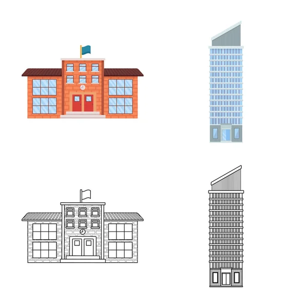 Objeto isolado do logotipo municipal e central. Coleção de ícone de vetor municipal e imobiliário para estoque . —  Vetores de Stock