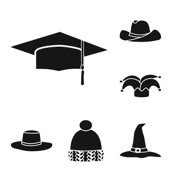 Векторная иллюстрация шапочки и берета. Коллекция векторных иллюстраций шапок и напперов . — стоковый вектор