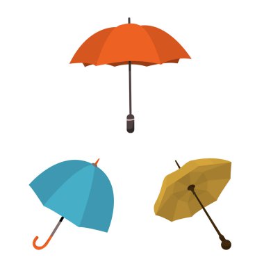 Şemsiye ve yağmur logosu vektör tasarımı. Web için şemsiye ve hava stok sembolü koleksiyonu.