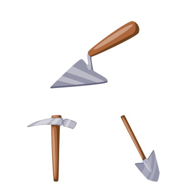 Arkeoloji ve tarihsel işaret vektör tasarımı. Web için arkeoloji ve kazı stok sembolü koleksiyonu.