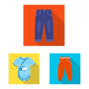 Moda ve giysi simge vektör Illustration. Hisse senedi için moda ve pamuk vektör simge kümesi.