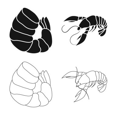 Meze ve okyanus işareti vektör tasarımı. Web için meze ve incelik hisse senedi simgesi kümesi.