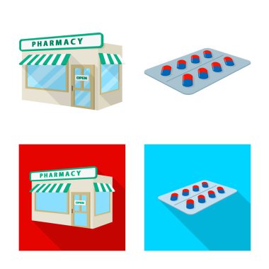 Perakende ve sağlık sembol vektör çizimi. Perakende ve sağlık hisse senedi vektör çizim seti.