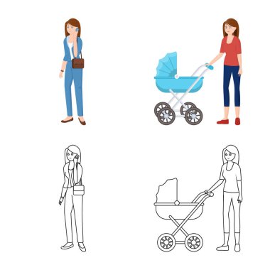 Karakter ve avatar simge vektör tasarımı. Karakter ve portre hisse senedi vektör çizim seti.