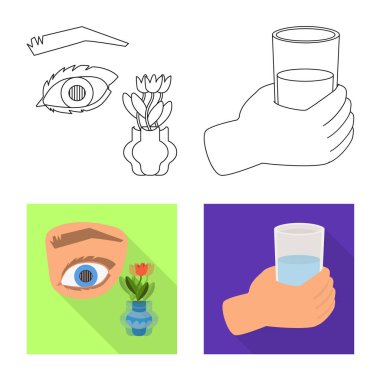 Diyet ve tedavi logo vektör Illustration. Web için diyet ve ilaç hisse senedi simgesi kümesi.