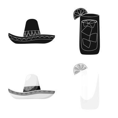 Kafe ve Latin logo yalıtılmış nesne. Kafe ve ulusal hisse senedi vektör çizim.