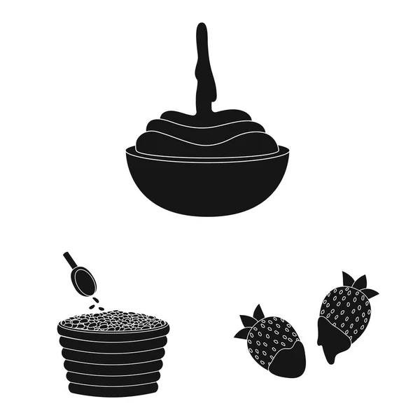 Objet isolé de cuisson et logo marron. Collection de cuisine et haricots symbole de stock pour la toile . — Image vectorielle
