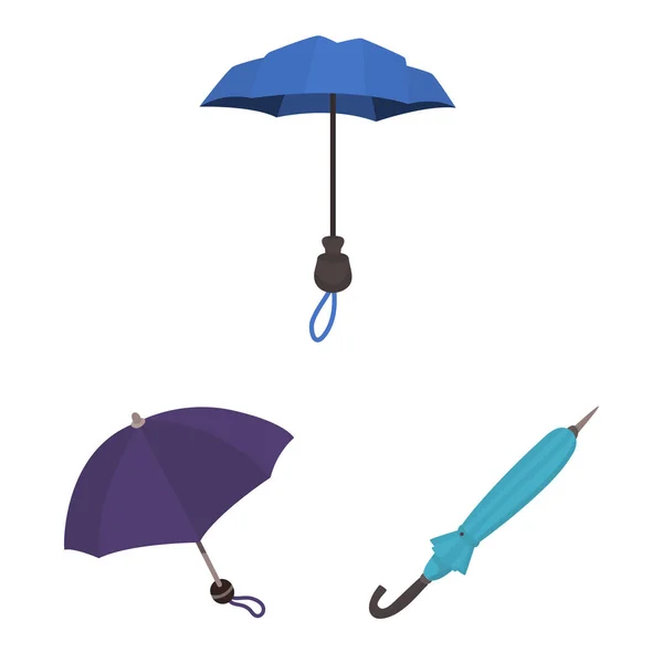 Isolated object of umbrella and rain sign. Collection of umbrella and weather stock symbol for web. — Stock Vector