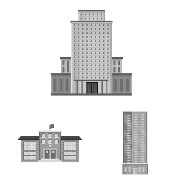 Illustrazione vettoriale della costruzione e icona della città. Set di costruzione e icona vettoriale centrale per magazzino . — Vettoriale Stock