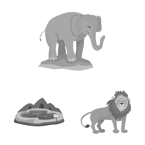 Vector illustratie van zoo en park teken. Collectie van de dierentuin en dierlijke vector pictogram voor voorraad. — Stockvector