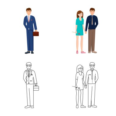 Vektör Illustration karakter ve avatar sembolü. Hisse senedi için karakter ve portre vektör simge kümesi.