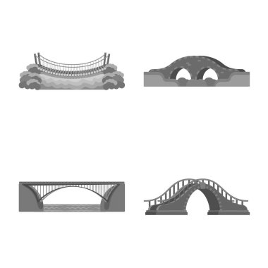 Tasarım ve yapı logosu izole nesne. Stok lar için tasarım ve köprü vektör simgesi seti.