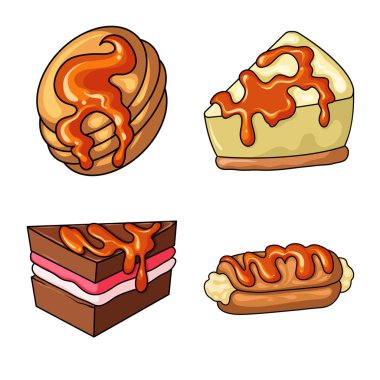 Tatlı ve tatlı işareti vektör tasarımı. Tatlı ve gıda stok vektör illüstrasyon seti.