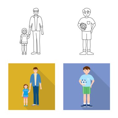 Karakter ve avatar logo yalıtılmış nesne. Hisse senedi için karakter ve portre vektör simge kümesi.