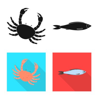 Taze ve restoran sembol yalıtılmış nesne. Hisse senedi için taze ve deniz vektör simge kümesi.