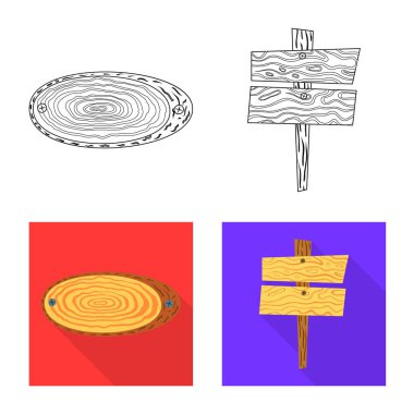 Ham vektör çizim ve orman oturum açın. Ham topluluğu ve hisse senedi için parke vektör simgesi.