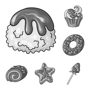 Tatlı ve karamel sembolü vektör tasarımı. Tatlı ve mutfak stok vektör illüstrasyon koleksiyonu.