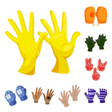 Aksesuar ve stil işareti vektör tasarımı. Hisse senedi için aksesuar ve ayırt edici vektör simge kümesi.