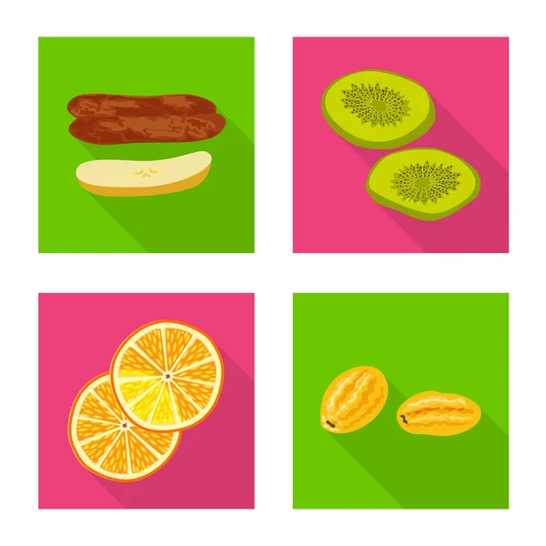 Projeto vetorial de frutas e logotipo seco. Coleta de fruto e estoque de alimentos ilustração vetorial . — Vetor de Stock
