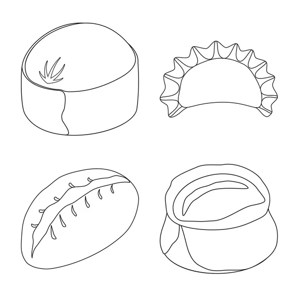 Illustration vectorielle de la nourriture et signe plat. Ensemble de nourriture et icône vectorielle de cuisson pour le stock . — Image vectorielle
