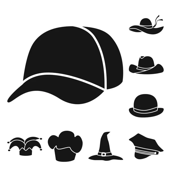 Diseño vectorial de gorro y logo de boina. Conjunto de gorro y el icono del vector de la servilleta para stock . — Archivo Imágenes Vectoriales