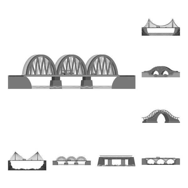 Изолированный объект проектирования и иконки конструкции. Набор векторных иллюстраций конструкции и мостового фонда . — стоковый вектор