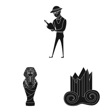 Müze ve öznitelikleri simgesi yalıtılmış nesne. Müze ve tarihsel hisse senedi vektör çizim koleksiyonu.