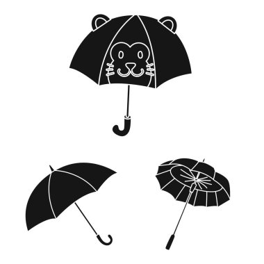 Hava ve yağmurlu simgesi vektör illüstrasyon. Stok için hava ve yağmur vektör simgesi koleksiyonu.