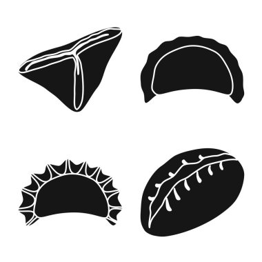 Mutfağın izole nesnesi ve meze sembolü. Mutfak seti ve gıda stok vektör illüstrasyon.