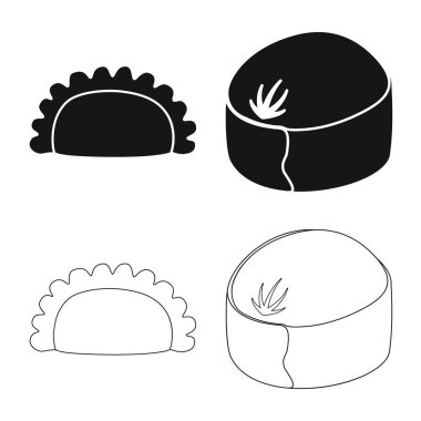 Ürün ve pişirme işareti vektör Illustration. Ürünler ve meze hisse senedi vektör çizim koleksiyonu.