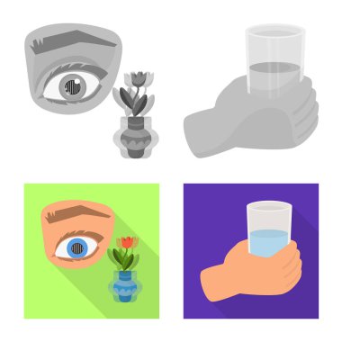 Diyet ve tedavi işareti vektör Illustration. Web için diyet ve ilaç hisse senedi simgesi kümesi.