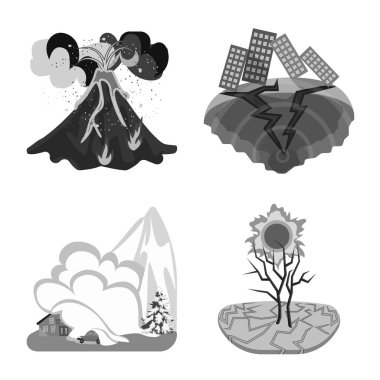 Doğanın vektör tasarımı ve kıyamet logosu. Stok lar için doğa ve çevre vektör simgesi kümesi.