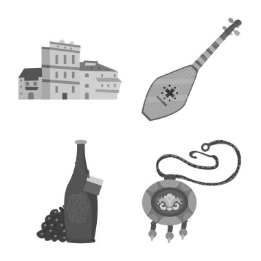 Yalıtılmış nesne öznitelikleri ve Turizm logo. Küme öznitelikleri ve web için ulusal hisse senedi simgesi.