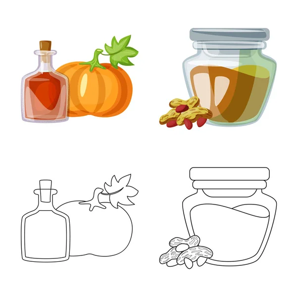 Illustrazione vettoriale del logo sano e vegetale. Set di sano e agricoltura stock simbolo per il web . — Vettoriale Stock